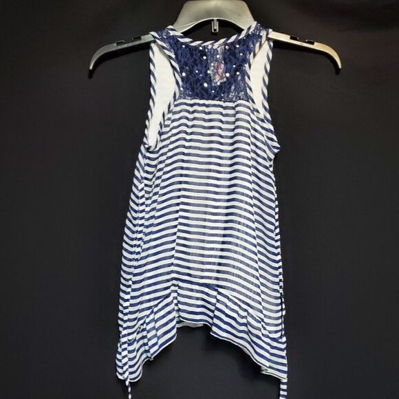 Justice Blue & White Striped Tank Top (8) - Picture 3 of 5
